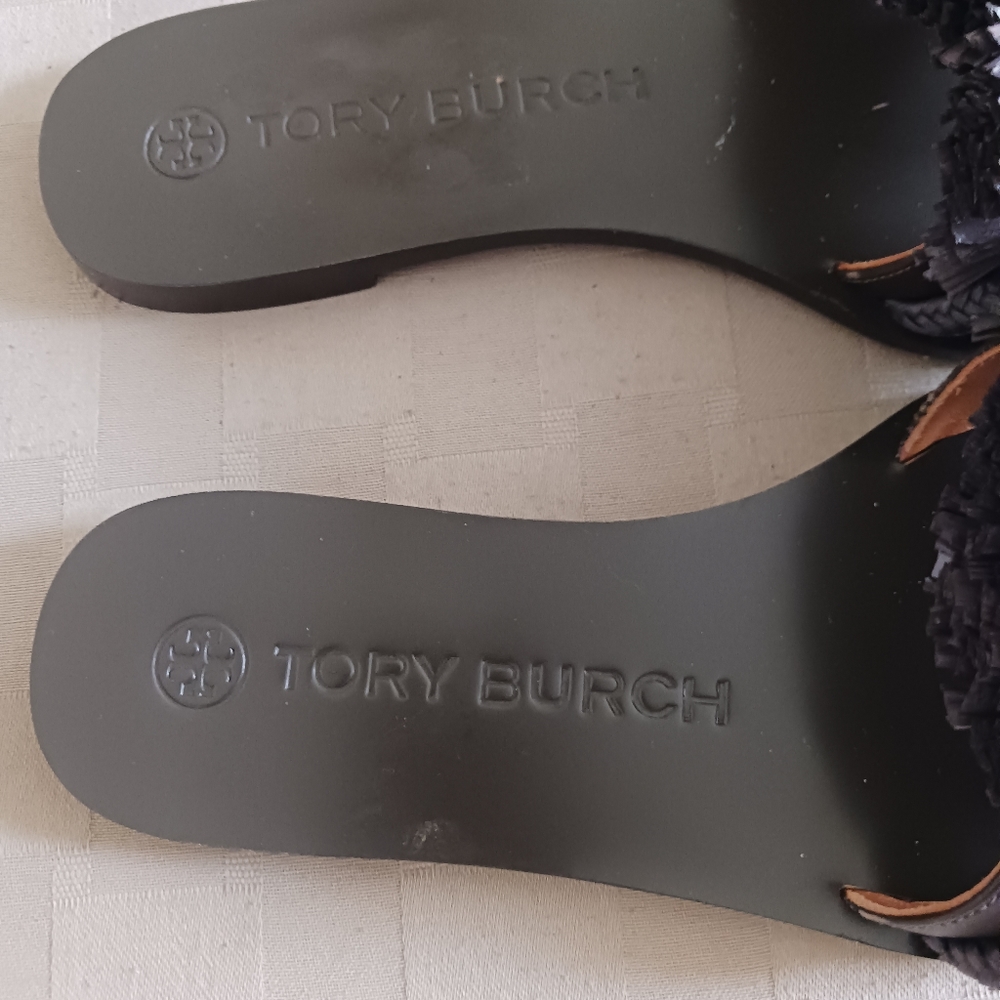 Tory Burch Raffia Fringe Rope Flat Slide Sandals - Picture 7 of 13